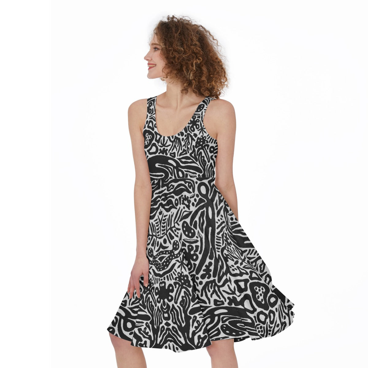 All-Over Print Women's Sleeveless Dress - Front Left ide View