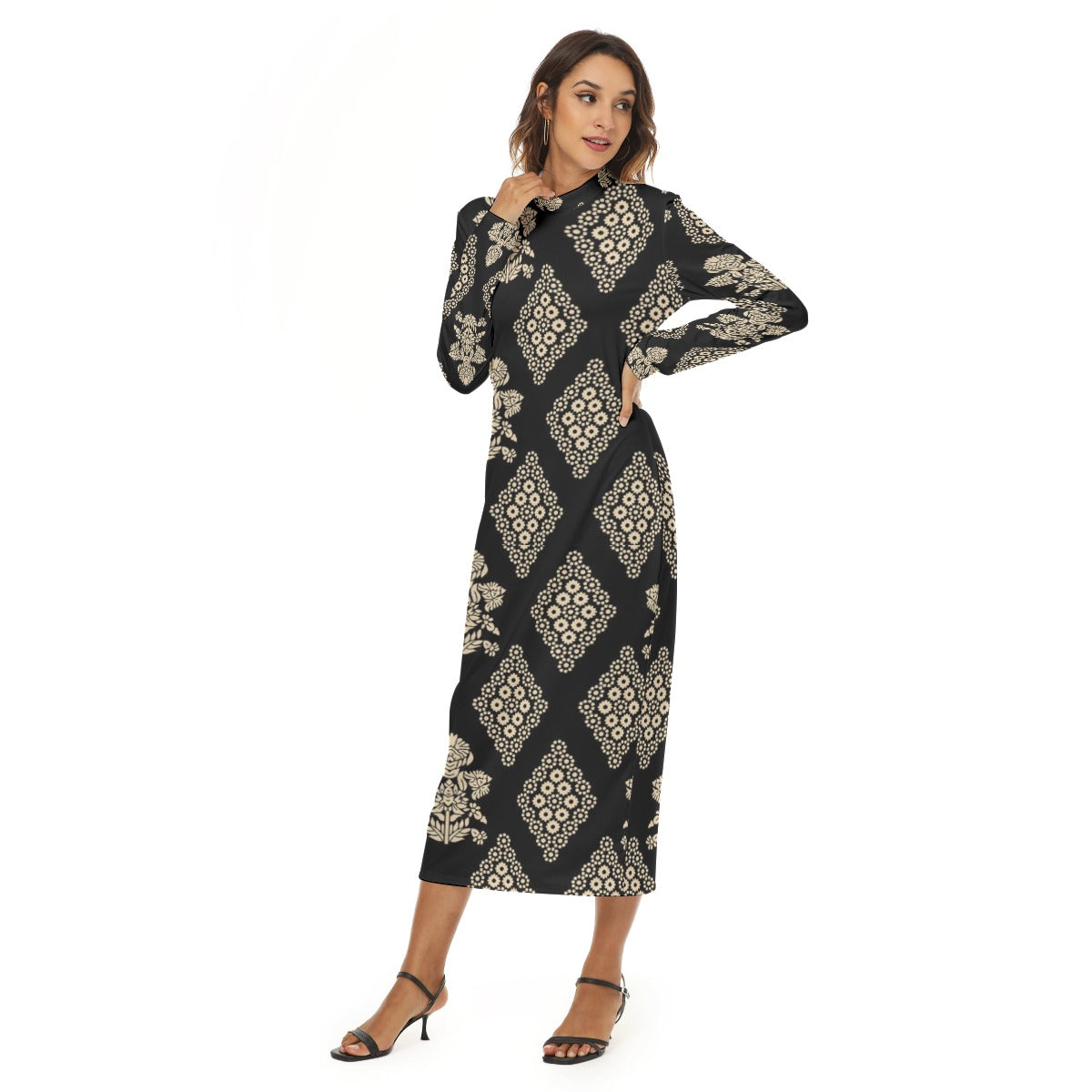 Vibrant Print Women's A-Line Dress - Front Left Side View