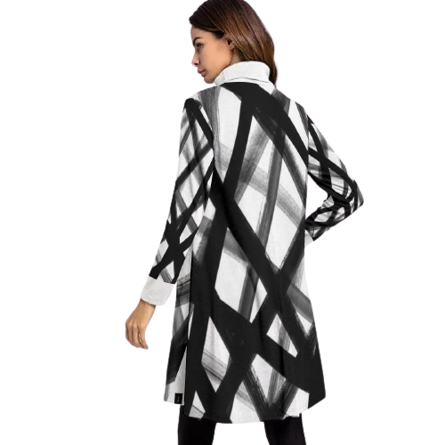 Women's High Neck Dress With Long Sleeve - back view