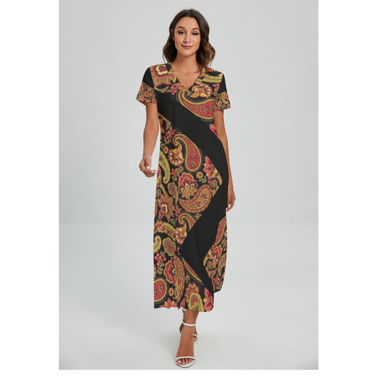 Eye-Catching All-Over Print Dress with Sleek Side Slit - Front View