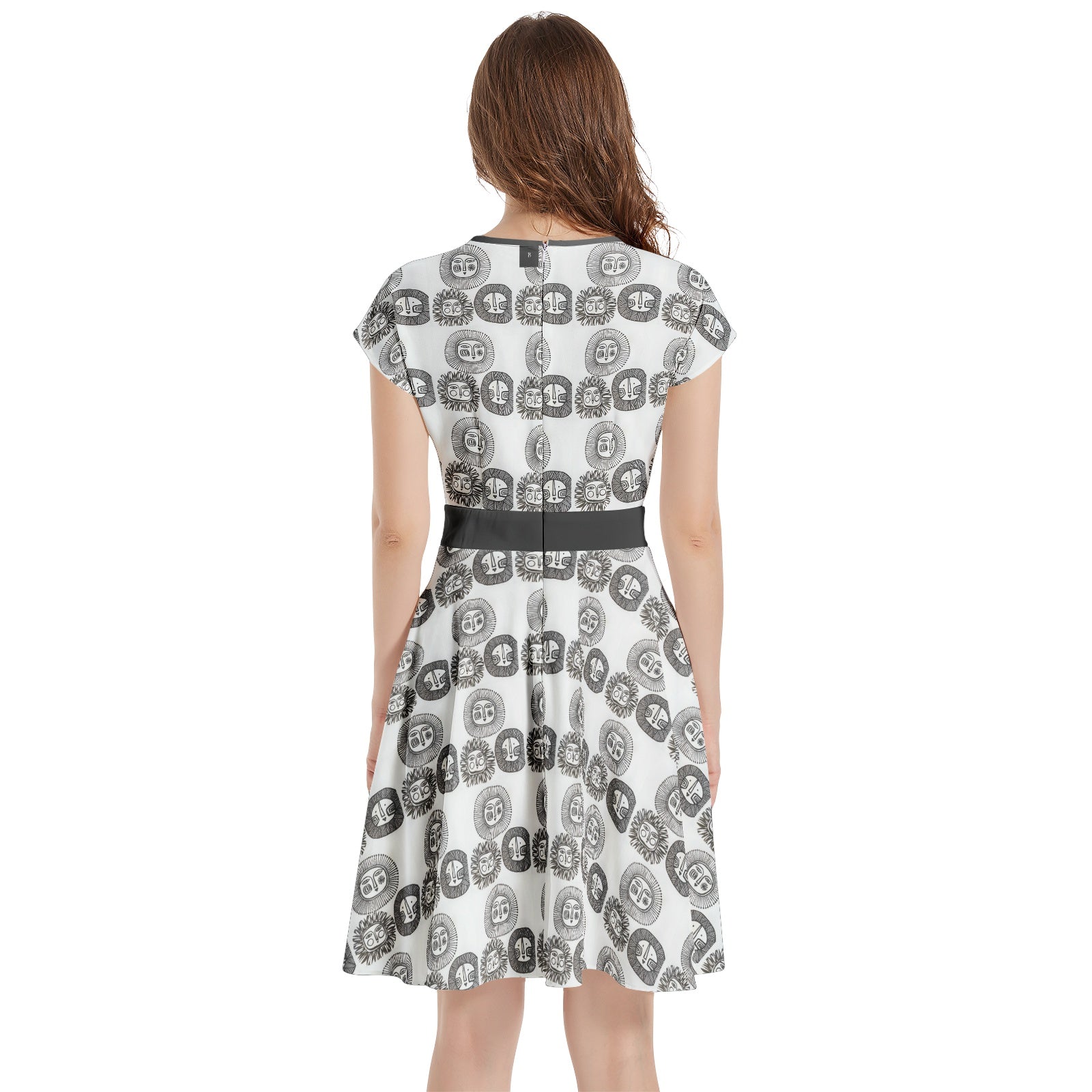 Short Sleeve Casual A-Line Midi Dress - Back view