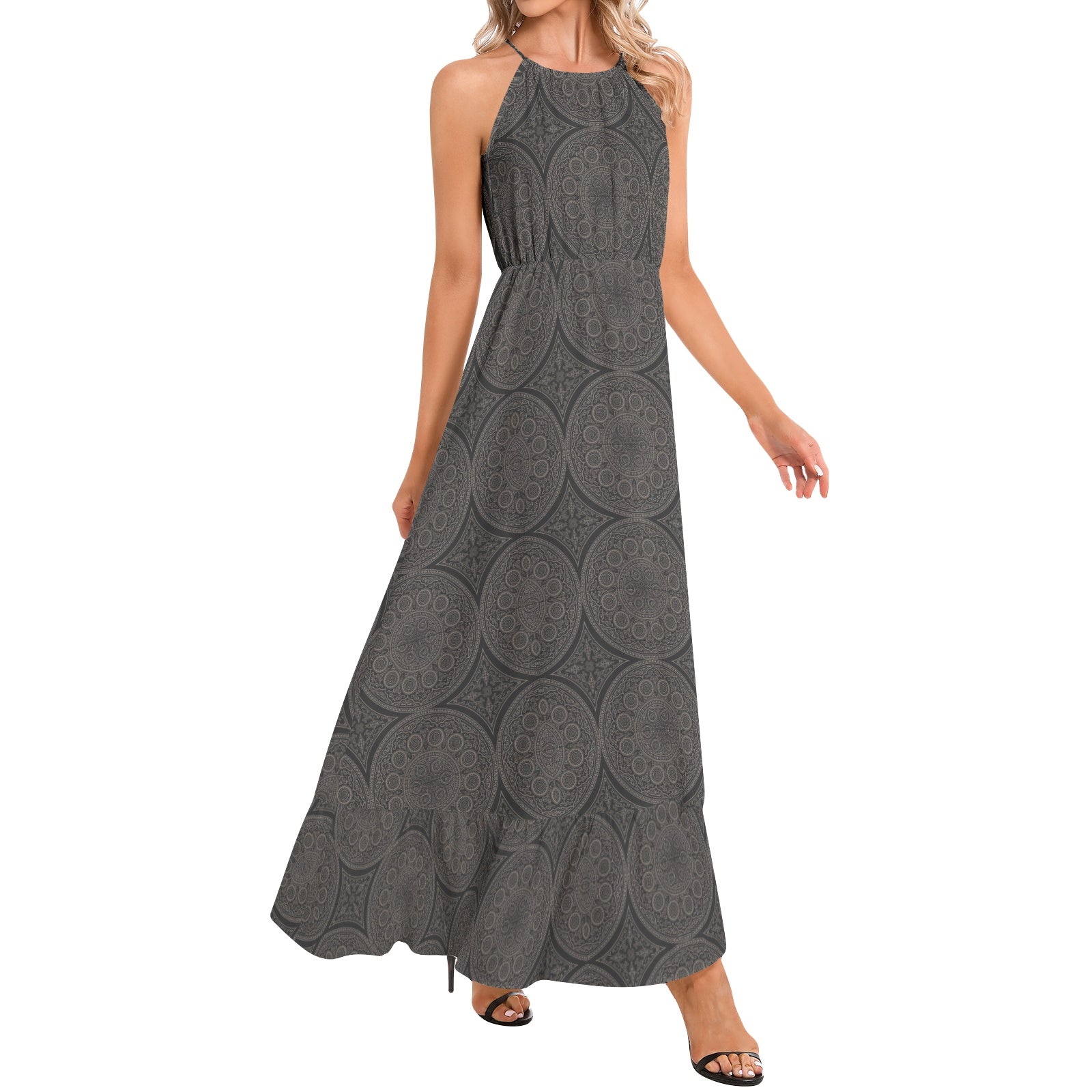 Halter Neck Maxi Dress  - Front Right Side View