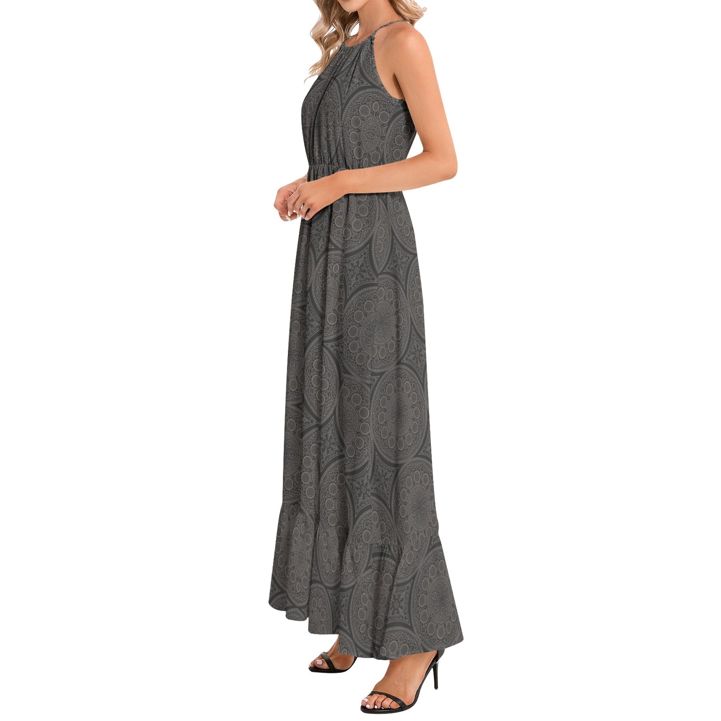 Halter Neck Maxi Dress - Left Sie View