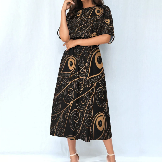 Women's Elastic Waist Dress -  Front View