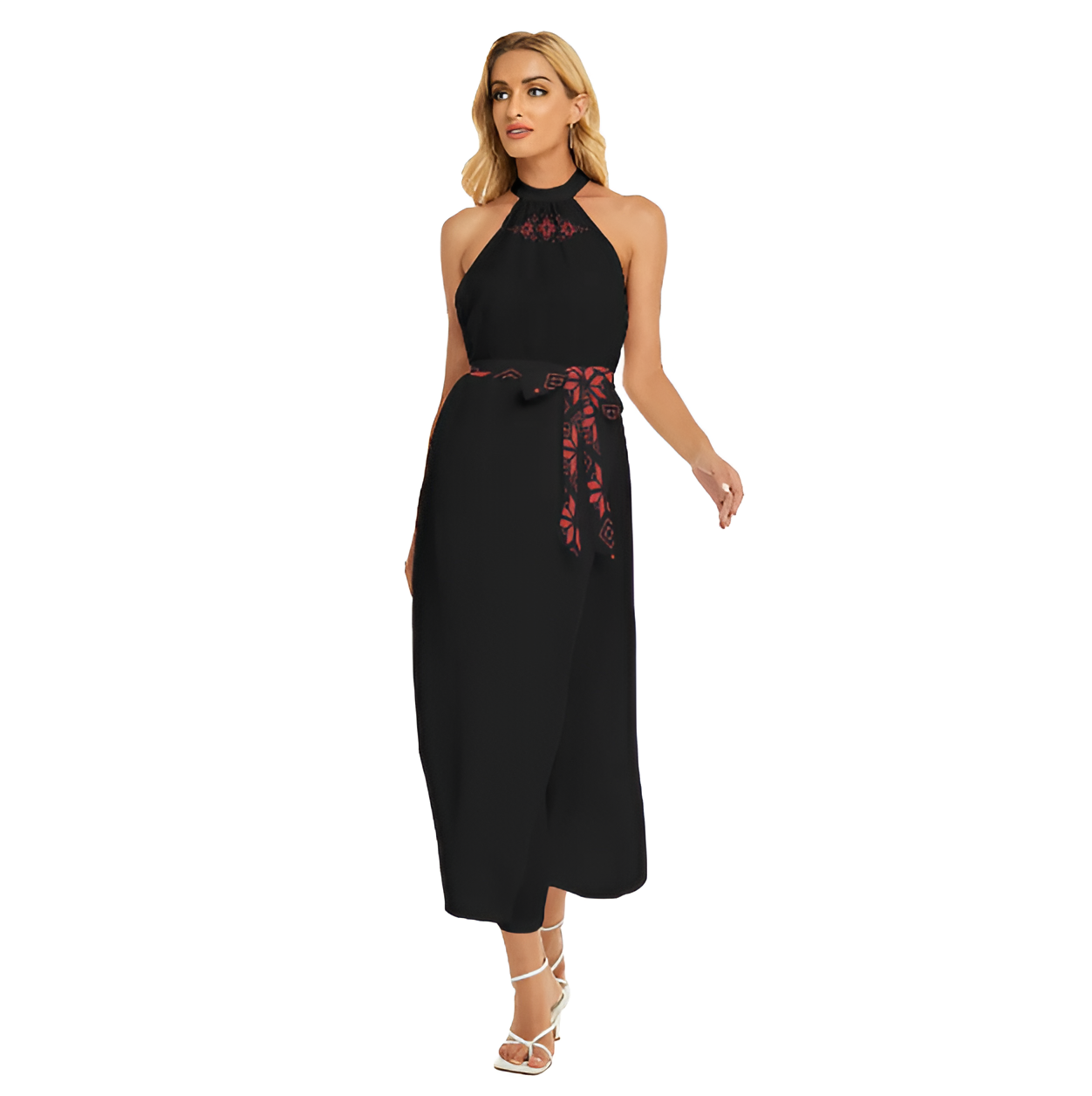 Women's Belted Halter Dress - Front View